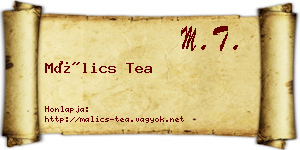 Málics Tea névjegykártya